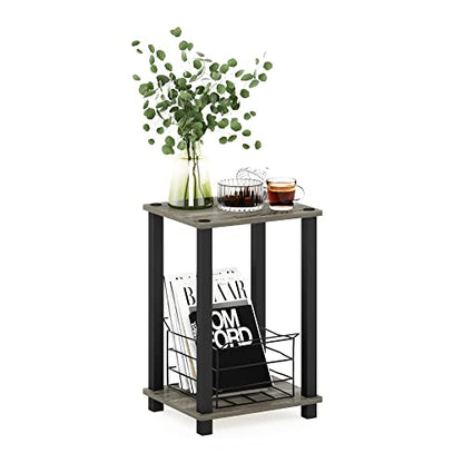 2-Tier Small End Table with Open Shelf, Easy Assembly Toolless Nightstand, Night Stand, Side Table, for Bedroom, Living Room, French Oak - color: French Oak/Black, size: 2 Tier, Set of 1
