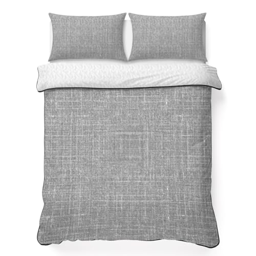 Queen Quilt Bedding Set, Minimalist Gray Aesthetic Soft Microfiber Summer Bedspread Coverlet with 2 Pillow Shams for All Season, Retro Linen Textured Breathable Bedding Set for Hot Sleepers - size: Queen