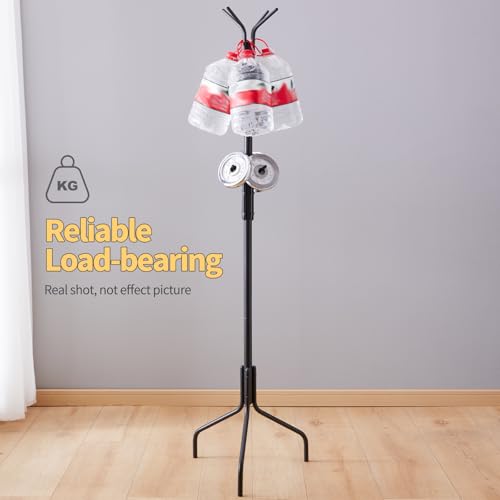 Coat Rack Freestanding,hat and coat rack stand for entryway,Living Room,Bedroom,Metal coat tree with12 Hooks and 3 Legs (Black) - color: Black