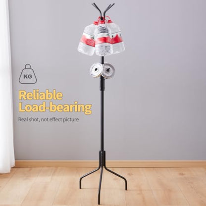 Coat Rack Freestanding,hat and coat rack stand for entryway,Living Room,Bedroom,Metal coat tree with12 Hooks and 3 Legs (Black) - color: Black