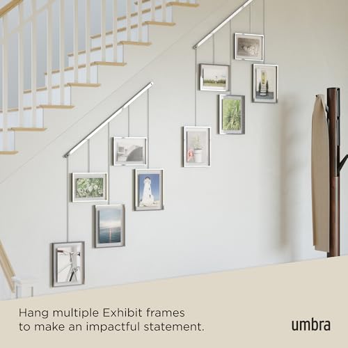 Umbra Exhibit Picture Frame Set, Adjustable Wall Mount, Set of 5, Chrome | Steel construction, customizable layout, damage-free hanging, fits 4x6 and 5x7 photos, includes mounting hardware - color: Chrome, size: Set of 5, style: 5-Opening