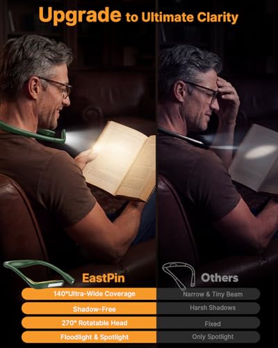 Bendable Neck Light with Storage Case, Dimmable Reading Light | Eye Care, Foldable, Ergonomic, Comfortable, 80H Rechargeable Book Lamp, Knitting Crafting Crocheting Sewing Supplies - color: Green + Storage Case