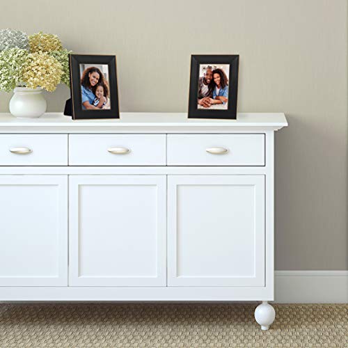 Americanflat 5x7 Picture Frame with Polished, Crystal Clear Glass - Set of 2 - Picture Frames for Tabletop and Wall Display - Black with Gold Trim | Wall or tabletop display with included easel, triangle hangers included, secure turn-tab backing, gold tri