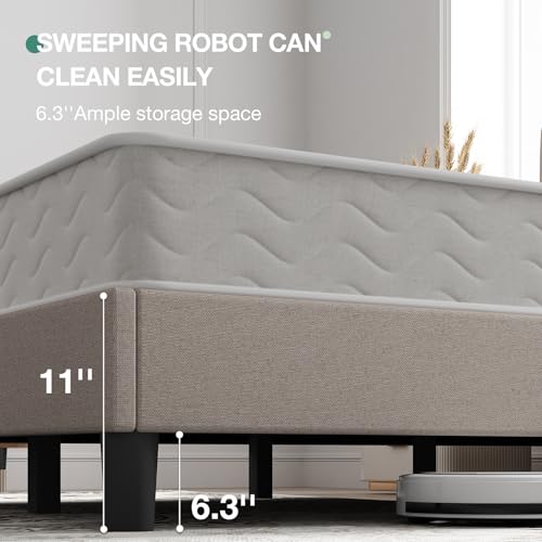 Novilla Queen Bed Frame with Headboard, Bed Frame Queen Size with Wood Slats Support,Linen Upholstered Adjustable Headboard, No Box Spring Needed, Heavy Duty Feet, Easy Assembly, Beige - color: Beige, size: Queen