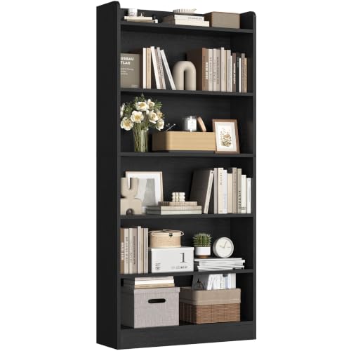 Yaheetech 6-Tier Open Bookcase and Bookshelf, Modern Simple Floor Standing Display Storage Shelves with Top Open Compartment for Home Office, Study, Living Room - Black - color: Black, size: 6-Tier