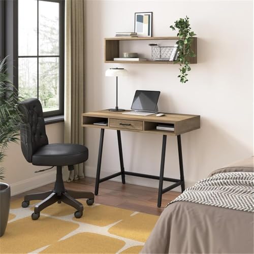 Bush Home Steele 40W Writing Desk in Reclaimed Pine | Compact Computer Table with Storage for Home Office, Study Room, or Entryway - size: 40W