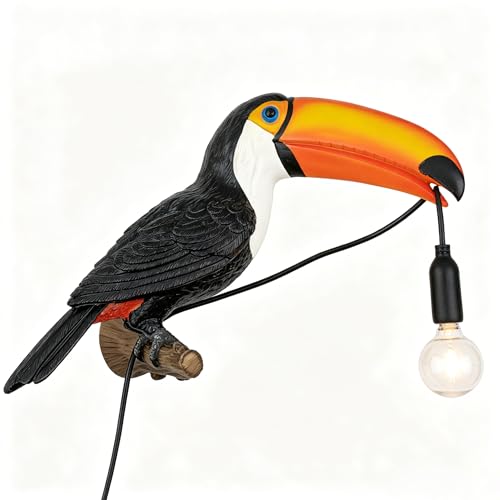 NorDiem Left Toucan Plug-in Wall Sconce,Resin Bird E12 Bulb,Boho Decor | vintage tropical style,drill mounting hardware included,soft warm glow, quick assembly,multi-space decor bedroom nursery cafe - color: Left Bird