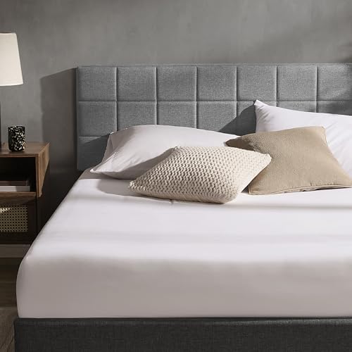 Hearth & Harbor King Headboard, Square Tufted Linen King Size Headboard Only, Upholstered Headboards, Bed Frame Mount Headboards, Adjustable Height 34”-42”, Modern Headboards, Silver - color: Silver, size: King