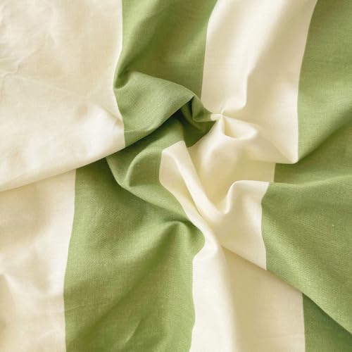 LifeTB Sage Green and White Striped Duvet Cover Set Twin, 100% Washed Microfiber Soft Breathable Striped Bedding Set, 3 Pieces Retro Stripes Pattern Printed Comforter Cover with 2 Pillowcases - color: 09# Sage Green Striped, size: Twin(68"x86")