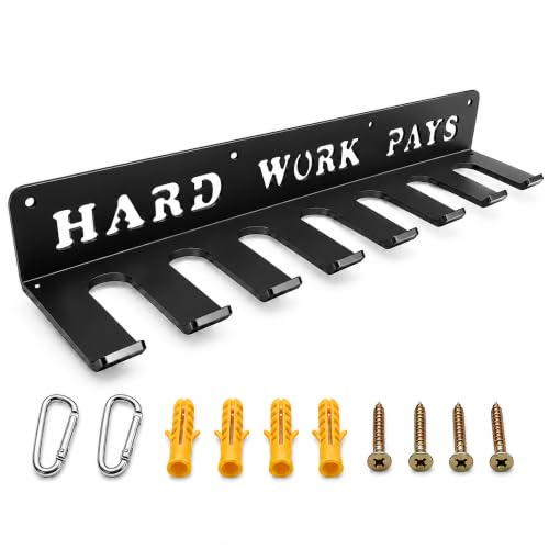 Home Gym Accessories Organization Storage Rack Equipment For Home 8 Hook Wall Hanger Display Gear Barbells Resistance Bands Jump Ropes Lifting Belt Hanger Accessories Hardware Included - color: Hard work pays