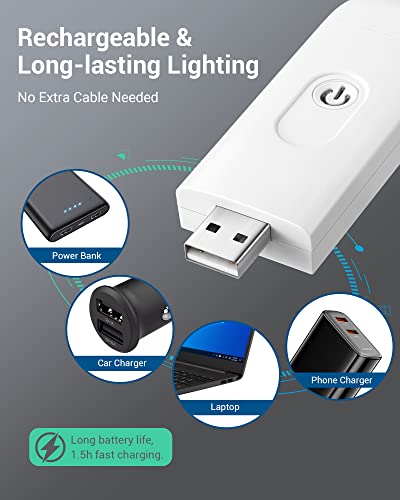 DEWENWILS USB Rechargeable Book Reading Light, 3000K Warm White, Brightness Adjustable Clip on LED Bookmark Lamp at Night in Bed, Portable Booklight for Bookworms, Kids - color: White
