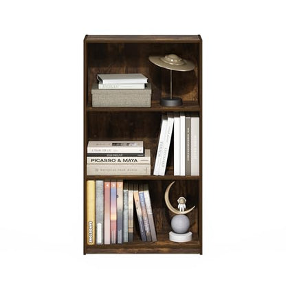 Furinno Basic Book Shelf, 3-Tier Modern Bookshelf, Bookcase with Open Shelves, 9.3 x 21.8 x 39.5, for Living Room, Bedroom, Home Office, Amber Pine - color: Amber Pine, size: 3-Tier
