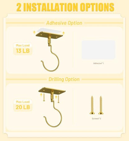 Banana Hook, Metal Banana Hanger Under Cabinet, Gold, 1 Pcs | 2 Mount Options, 360° Rotatable, Magnetic Foldable, Compact Size, Suits for Fruits, Cups, Mugs, Utensils, Oven Mitts, Towels - color: Gold