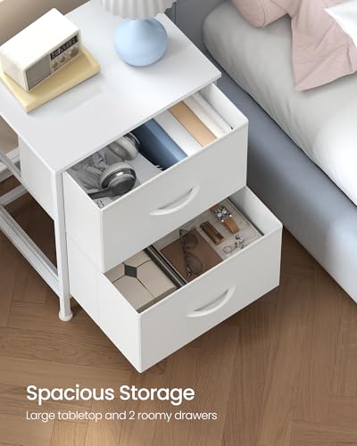 SONGMICS BELLAH Collection - Night Stand with 2 Drawers, Bedside Table, Side End Table, Nightstand for Bedroom, Modern, Cloud White and Snow White ULGS312W01S - color: Cloud White + Snow White, size: 1 Pack