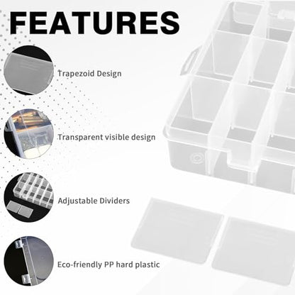 OALCQ 24 Grids Plastic Organizer Box With Dividers Clear Craft Storage Bead Organizer Box Earring Travel Pill Jewelry Organizers Storage Boxes Screw Seed Small Parts Hair Tie - size: 24 grids