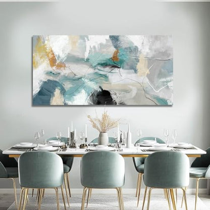 SOUGUAN 캔버스 벽 아트 거실용 추상 그림 그린 벽 장식 홈 데코 청록색 프린트 아트 사무실용 61cm x 121cm - color: 초록색., size: 48"L x 24"W
