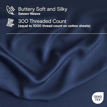 DOZ Duvet Cover Set, 100% Viscose derived from Bamboo, Organically Grown, Buttery Soft, Cooling Duvet Covers, High GSM, 1 Duvet Cover and 2 Pillowcases, 106"x90" (Sapphire, King/Cal King) - color: Sapphire, size: King/Cal King