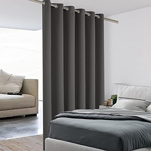 BONZER Room Divider Curtain Total Privacy Wall Screen Partitions | Grommet Thermal Insulated Wide Blackout Curtains for Bedroom Living Room, 84L x 70W Inch (7L x 5.8W ft), 1 Panel, Dark Grey - color: Dark Grey, size: 70"W x 84"L (Pack of 1)