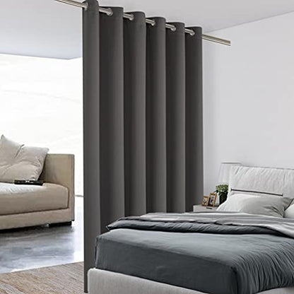 BONZER Room Divider Curtain Total Privacy Wall Screen Partitions | Grommet Thermal Insulated Wide Blackout Curtains for Bedroom Living Room, 84L x 70W Inch (7L x 5.8W ft), 1 Panel, Dark Grey - color: Dark Grey, size: 70"W x 84"L (Pack of 1)