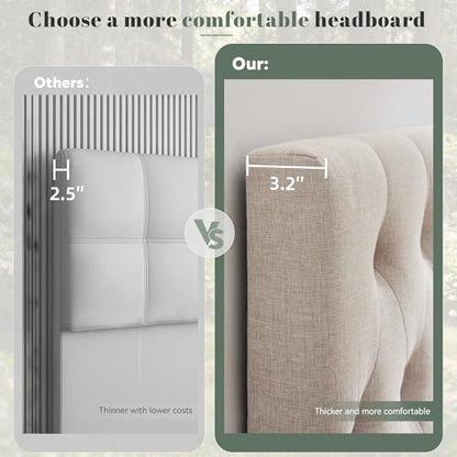Headboards for King Size Bed in Modern Button Design, Premium Linen Fabric Upholstered Tufted Bed Headboard, Adjustable Solid Wood Head Board, Grey - color: Gray, size: King