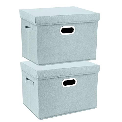 Collapsible Storage Bins With Lids, Large Fabric Storage Boxes - 2 Pack - Aqua Spring - color: Auqa Spring, size: 2-Pack Large
