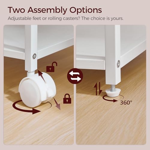 MAHANCRIS Industrial Printer Cart, 3-Tier Mobile Printer Stand, Rolling Cart with 2 AC Outlets and 2 USB Ports, Home Printer Stand with 2 Hooks, for Office, Living Room, White PTWT40E01 - color: White