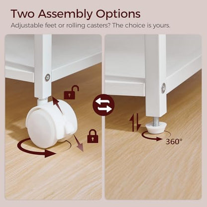 MAHANCRIS Industrial Printer Cart, 3-Tier Mobile Printer Stand, Rolling Cart with 2 AC Outlets and 2 USB Ports, Home Printer Stand with 2 Hooks, for Office, Living Room, White PTWT40E01 - color: White