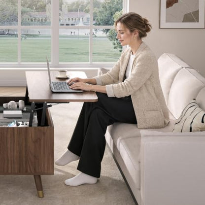 JOINICE Square Lift Top Coffee Table with Storage for Living Room,Walnut | 32" Multi-functional Pop Up Center Table,Large Hidden Compartments with Solid Wood Legs,Lift to 23",Hold 100lbs,Easy Assembly - color: Walnut_square