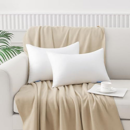 Leeden 12x20 Pillow Inserts Pack of 2, Fluffy Lumbar Throw Pillow Inserts, Soft Rectangle Decorative Throw Pillows for Couch, Sofa, Bed, and Home Decor White Pillows - size: 12x20 Inch