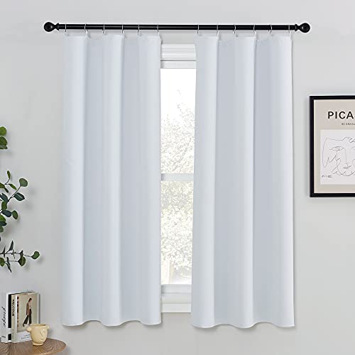NICETOWN Blackout Curtain Liners for Room Darkening, White Thermal Curtains for Windows, Detachable Ring Included, 42" W x 63" L Drapes, Set of 2, W40 x L59 - color: Platinum White, size: 40"W x 59"L (Pack of 2)