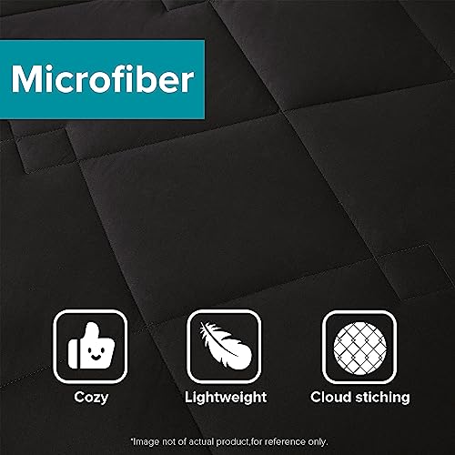 Comfort Spaces Vixie Reversible Comforter Set - Trendy Casual Geometric Quilted Cover, All Season Down Alternative Cozy Bedding, Matching Sham, Black/Gray, Twin/Twin XL 2 piece | Down Alternative, All Season, Bedding for Bedroom, Geometric Pattern, Revers