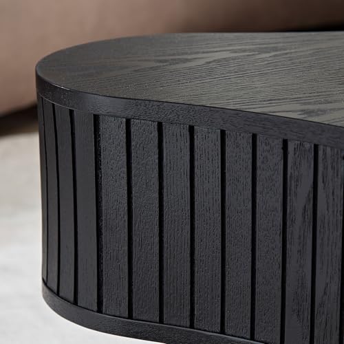 JUSTONE Wood Coffee Table - 42.52" Mid Century Modern Wooden Coffee Tables for Living Room, Accent Center Table Side Table with Solid Wood Leg Center Table for Apartment (Black) - color: 42.52'' - Black