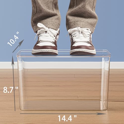 4Extra Large Lidded Plastic container , Clear Stackable Storage Boxes for Cabinets, Organization and Storage for Shelves Office Bathroom (4Extra Large) - size: 4Extra Large