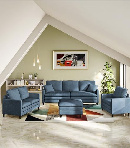 Welzona 3-Layers Cloud Loveseat Sofa, 51" Small Couch, Teddy Small Sofa | Comfy Teddy Fabric, Washable Covers, Tool-Free Setup, All-wood Futon Couch for Living Room, Bedroom, Small Spaces, Blue Grey - color: Blue Grey, size: cloud loveseat