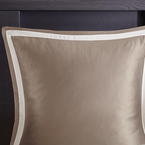 Madison Park Odette Cozy Comforter Set Jacquard Damask Medallion Design - Modern All Season, Down Alternative Bedding, Shams, Decorative Pillow, King(104 in x 92 in), Tan 8 Piece | All Season Down Alternative Bedding with Comforter, Shams, Bed Skirt, Deco