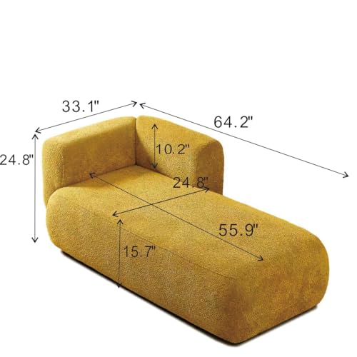 ERYE Boucle Upholstered Right Facing Chaise Lounge Indoor for Living Room Bedroom,Comfy Single Chaise Lounge Modern Leisure Recliner Sleeper Sofa Daybed, Easy Assemble - color: Yellow/R