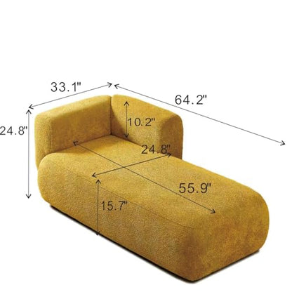 ERYE Boucle Upholstered Right Facing Chaise Lounge Indoor for Living Room Bedroom,Comfy Single Chaise Lounge Modern Leisure Recliner Sleeper Sofa Daybed, Easy Assemble - color: Yellow/R