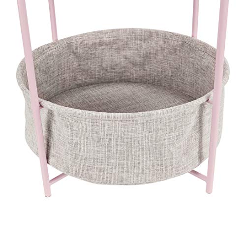 Amazon Basics Round End Table with Storage Bin, Easy Assembly, Bedroom Accent Table, 17.7" D x 17.7" W x 18.9" H, Dusty Pink | Side Table - color: Dusty Pink