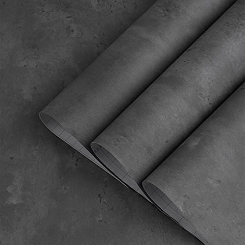 TOTIO Gray Concrete Wallpaper 16x354 inch Matte Thick Dark Grey Cement Contact Paper Peel Stick Countertop Cover Removable Waterproof Adhesive Furniture Stickers Industrial Style Vinyl Wall Paper - color: Charcoal/Gray, size: 16" x 354"