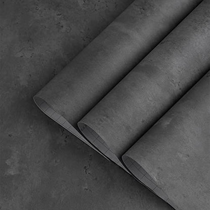 TOTIO Gray Concrete Wallpaper 16x354 inch Matte Thick Dark Grey Cement Contact Paper Peel Stick Countertop Cover Removable Waterproof Adhesive Furniture Stickers Industrial Style Vinyl Wall Paper - color: Charcoal/Gray, size: 16" x 354"