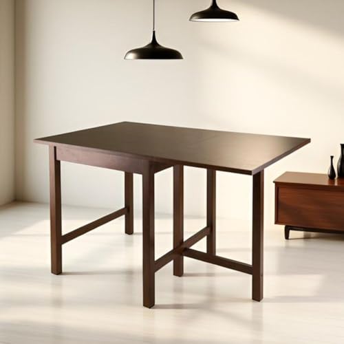 Lynden Drop Leaf Dining Table Versatile Table with Drop Leaf Design for Small or Large Spaces Expands from Compact Table to Full-Sized Dining Table Featuring Rich Walnut Finish