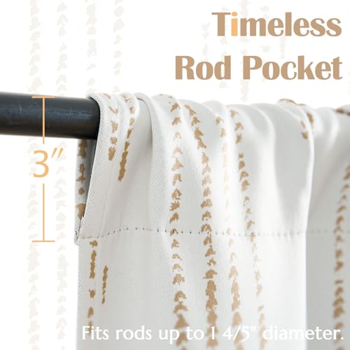jinchan Boho Blackout Kitchen Tier Curtains, 36 Inch, Taupe on Beige | Taupe geometric print on warm beige, soft blackout backing, 2 panels, rod pocket, for kitchens, bedrooms, RVs and campers - color: Blackout Backing | Taupe on Beige, size: 25"W x 36"L