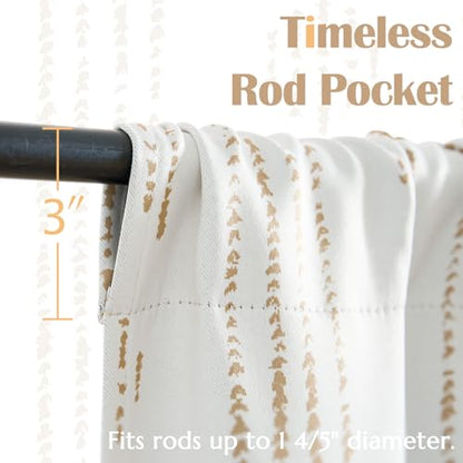 jinchan Boho Blackout Kitchen Tier Curtains, 36 Inch, Taupe on Beige | Taupe geometric print on warm beige, soft blackout backing, 2 panels, rod pocket, for kitchens, bedrooms, RVs and campers - color: Blackout Backing | Taupe on Beige, size: 25"W x 36"L