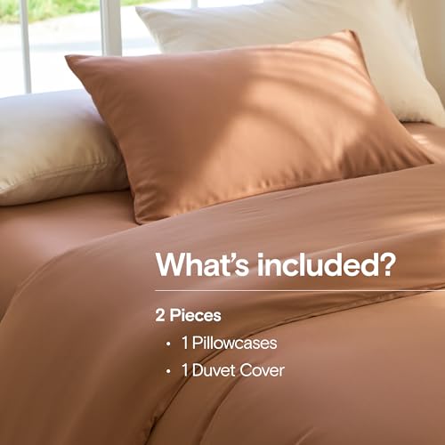DOZ Duvet Cover Set, 100% Viscose derived from Bamboo, Organically Grown, Buttery Soft, Cooling Duvet Covers, High GSM, 1 Duvet Cover and 1 Pillowcase, 70"x90" (Clay, Twin/Twin XL) - color: Clay, size: Twin/Twin XL