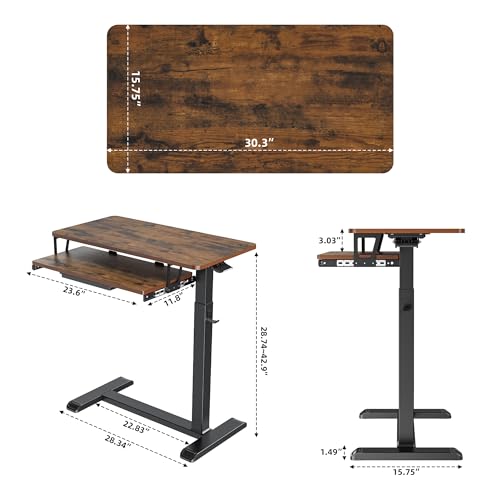 ETHU Overbed Table with Wheels, Upgrade Medical Table with Drawer, Hospital Bed Table, Workstation Desk, Adjustable Overbed Bedside Rolling Laptop Desk, Walnut | Mobile Table Tray for Sofa Side, Hospital Bed Workstation Table for Home and Office Laptop Us