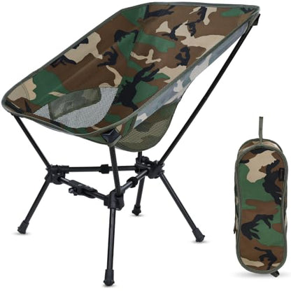 MARCHWAY Lightweight Folding Camping Chair with Spring Lock, Stable Compact Portable for Outdoor Camp, Travel, Beach, Picnic, Festival, Hiking, Backpacking (Lowback Camo) - color: Lowback Camo