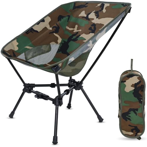 MARCHWAY Lightweight Folding Camping Chair with Spring Lock, Stable Compact Portable for Outdoor Camp, Travel, Beach, Picnic, Festival, Hiking, Backpacking (Lowback Camo) - color: Lowback Camo