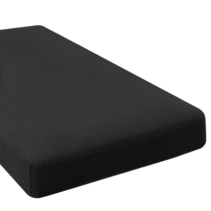 H.VERSAILTEX Super Stretch Individual Chaise Cover Sectional Couch Covers for L Shaped Sofa Both Left/Right Featuring Thick Jacquard Textured Twill Fabric (1 Piece Chaise Cover, Black) - color: Black, size: Chaise Cover