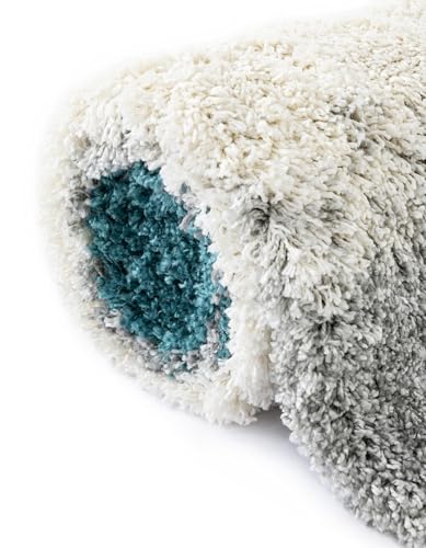 Rugs.com - Soft Touch Shag Rug – 13 Ft Runner Turquoise Shag Runner Rug – Plush Abstract Design for Hallways and Entryways - color: Turquoise, size: 2'7" x 13' (Runner)
