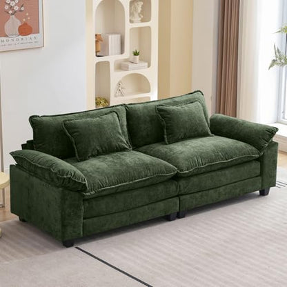 86" Modular Sectional Sofa, Comfy Loveseat Deep Cloud Couch | Couches for Living Room, Modular Couch, Deep and Wide Seat, Chenille Sofa Sleeper with Throw Pillows, Green - color: Green, size: 86 Inch